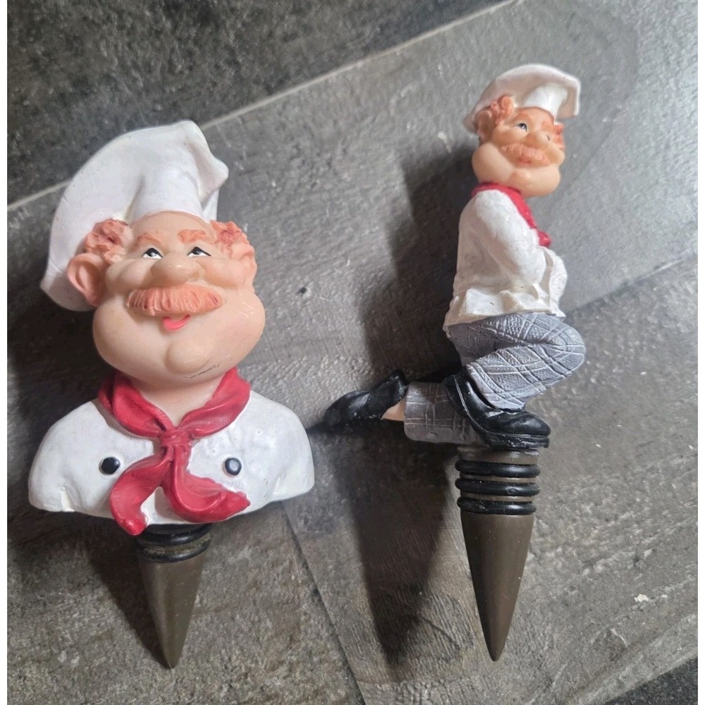 Chefs Set of 2 Corkscrew Wine Stoppers 5"